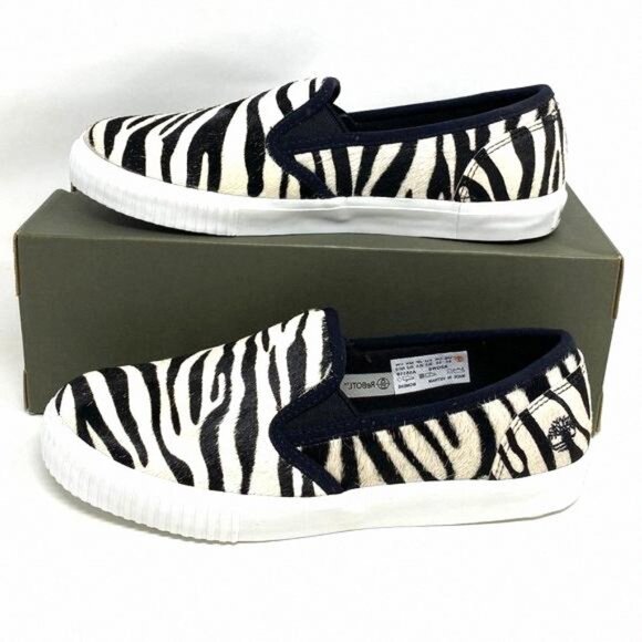 Timberland Shoes - Timberland BX2 WOMEN SKYLA BAY SLIP ON ZEBRA LEATHER Black BX2 0A2GW6 TB White